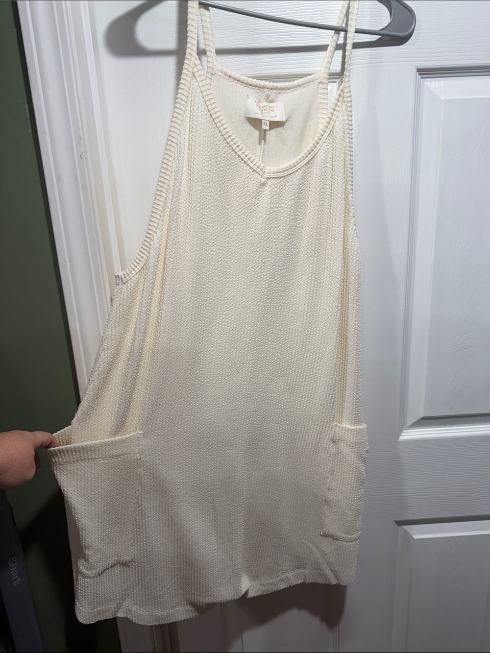 Simply Southern Cream Knit Romper with Front Pockets